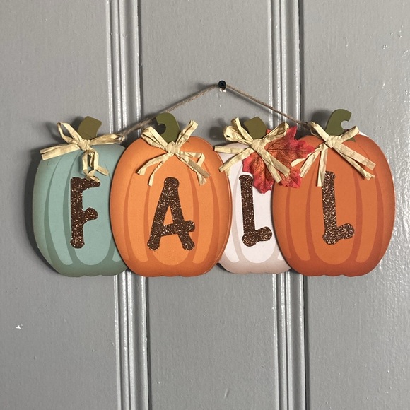 NWT- Beautiful Brown Glittered FALL Colorful Pumpkins Decoration Sign 🍁 - Picture 11 of 16